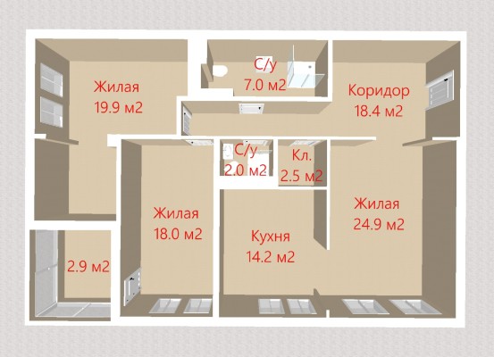 Купить 3-комнатную квартиру в г. Минске Захарова ул. 63, фото 3