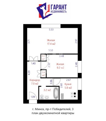 Купить 2-комнатную квартиру в г. Минске Победителей пр-т 3, фото 18