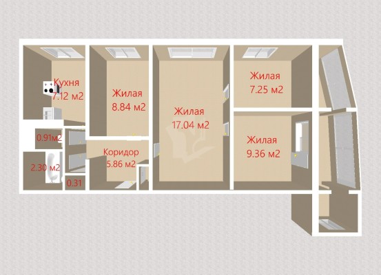 Купить 4-комнатную квартиру в г. Минске Кульман ул. 28, фото 19