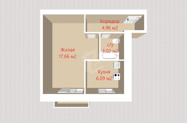 Купить 1-комнатную квартиру в г. Минске Хоружей Веры ул. 5, фото 17